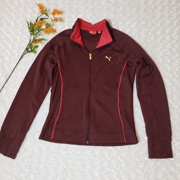 Vintage Y2K Puma maroon and red size large zip up jacket - Picture 1 of 4